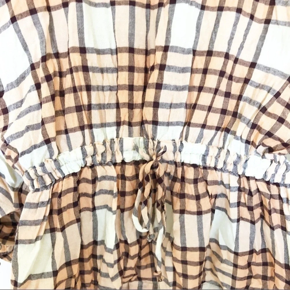 🎉LAST PIECE🎉 Free People Women's Pacific Dawn Drawstring Plaid Shirt‎